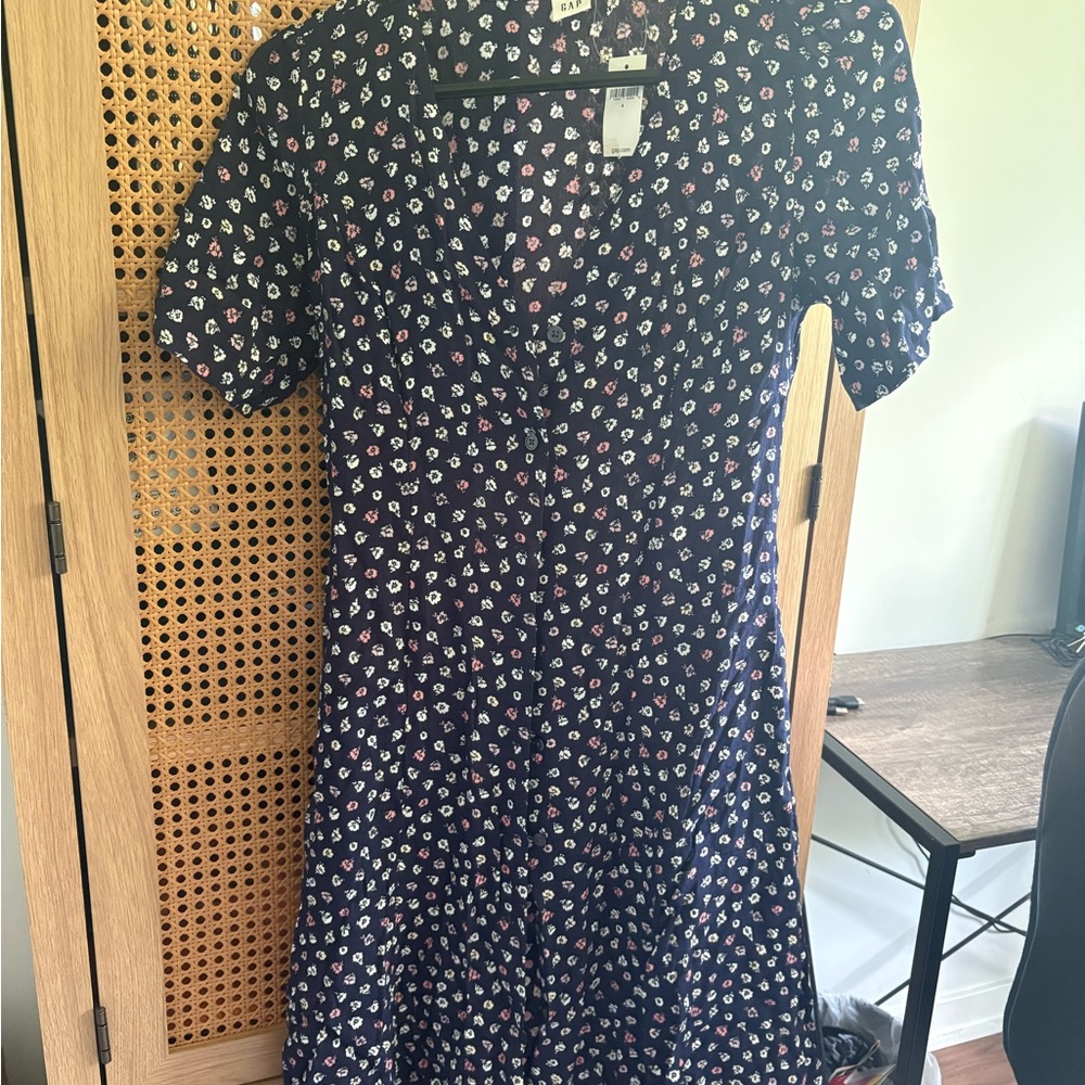 Gap Navy and Floral Print Dress